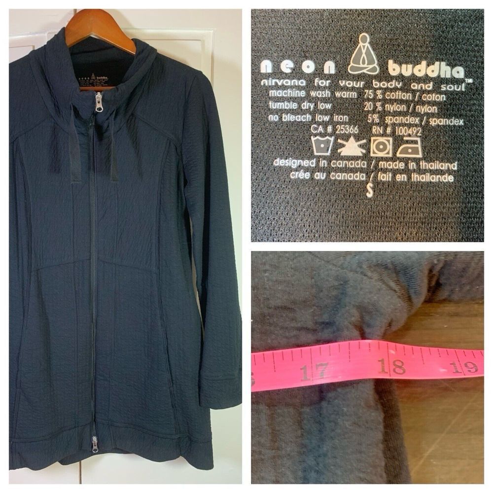 Neon Buddha Yoga Jacket Women Small‎ Black Athleisure Stretch Minimalist Comfort